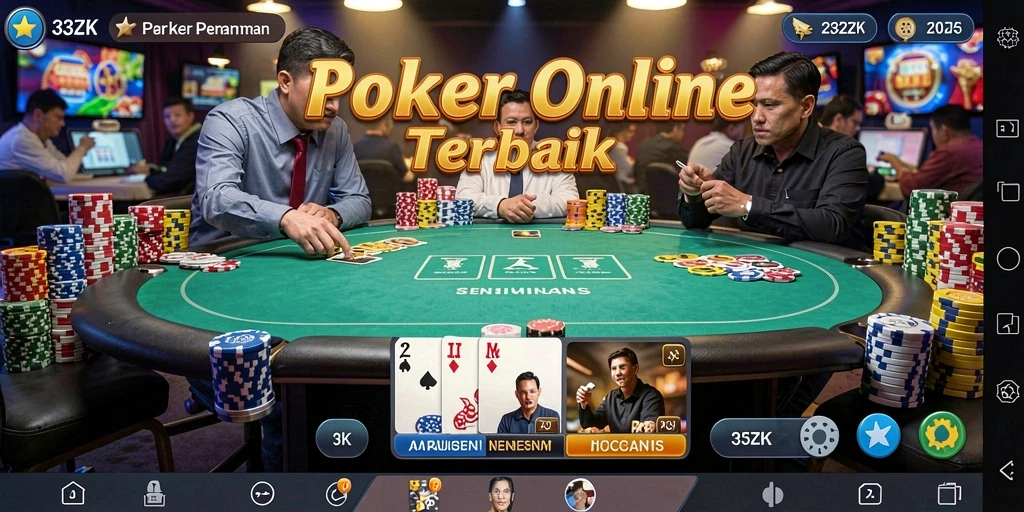 Screenshot 33ZK menampilkan momen seru dalam permainan poker.