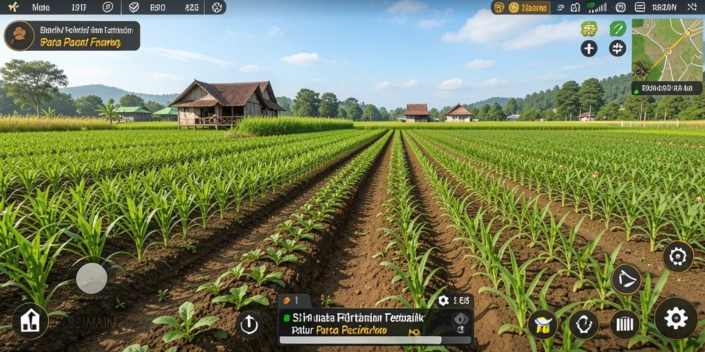 Tampilan mendetail dari gameplay pertanian di 88MAIN.