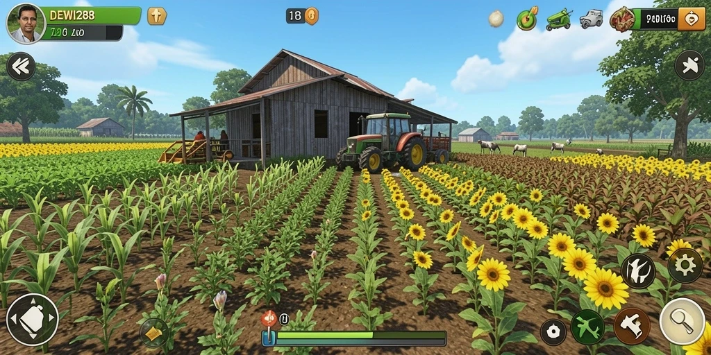 Tampilan gameplay menarik dari DEWI288 dengan aktivitas bertani.