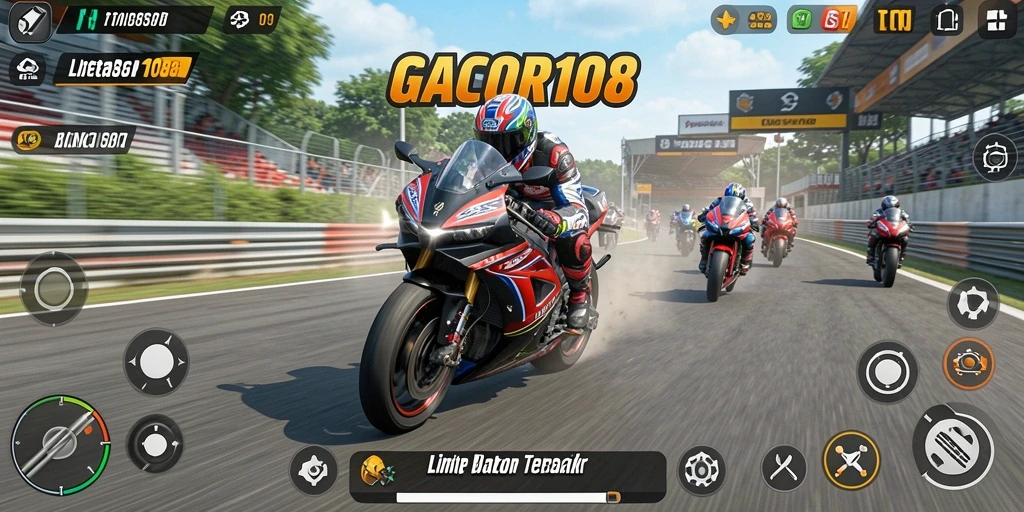 Screenshot GACOR108 menampilkan aksi balapan motor yang mendebarkan.
