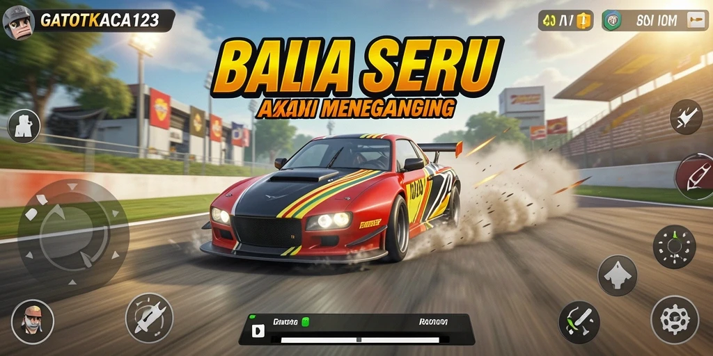 Screenshot GATOTKACA123 menunjukkan aksi balap yang seru dan intens.