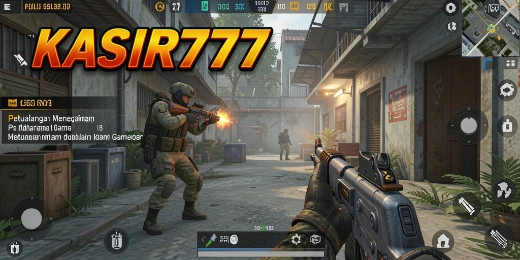 Tangkapan layar gameplay KASIR777 yang menampilkan aksi tembak-menembak yang mendebarkan.