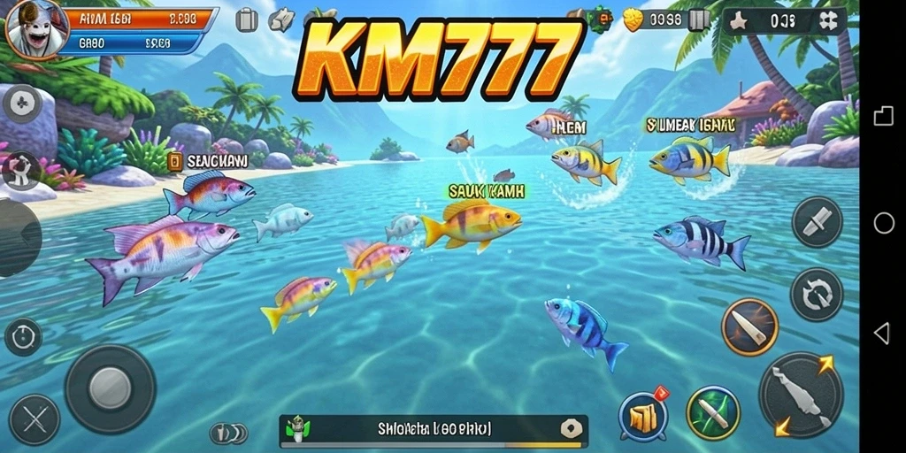 Gameplay seru dalam KM777, tembak ikan dengan grafis memukau.
