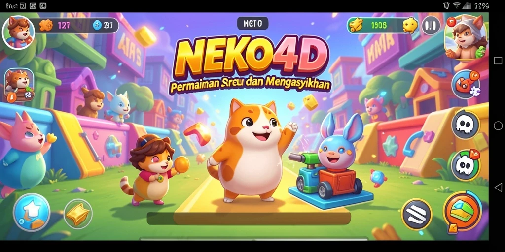 Tampilan gameplay seru NEKO4D yang penuh warna.