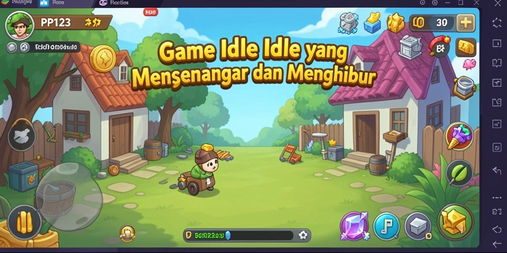 Tampilan gameplay PP123 dengan karakter dan sumber daya yang menonjol.
