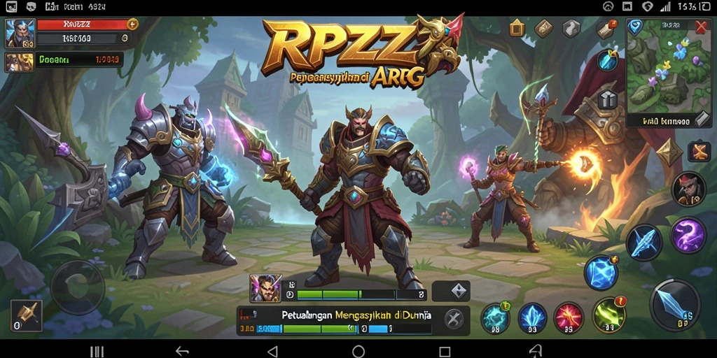 Tampilan gameplay seru di RPZZZ dengan karakter bertarung.
