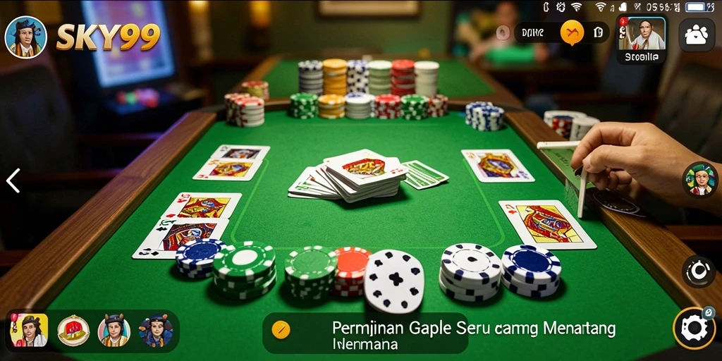 Tangkapan layar menunjukkan pemain bersaing dalam permainan Gaple di SKY99.