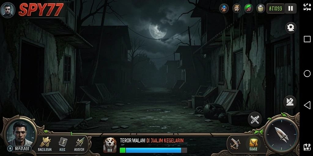 Gameplay SPY77 dengan suasana horor yang menegangkan.