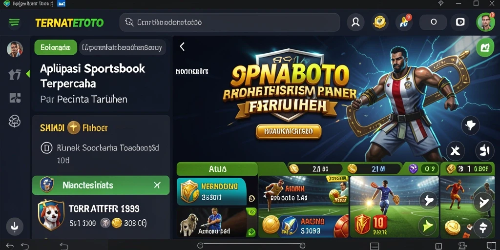 Screenshot utama TERNATETOTO menampilkan antarmuka aplikasi Sportsbook yang menarik.