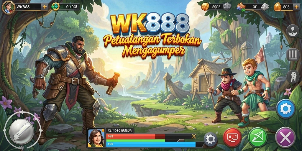 Tampilan gameplay utama WK888 yang penuh aksi dan eksplorasi.